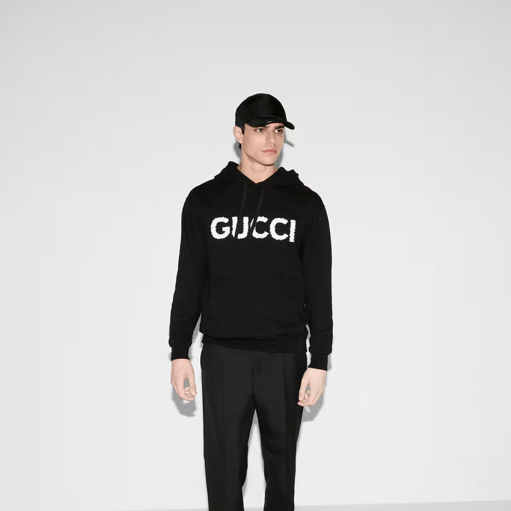 GUCCI COTTON JERSEY HOODED SWEATSHIRT WITH EMBROIDERY