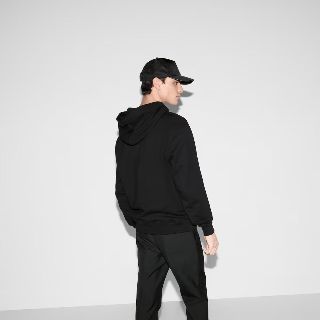 GUCCI COTTON JERSEY HOODED SWEATSHIRT WITH EMBROIDERY