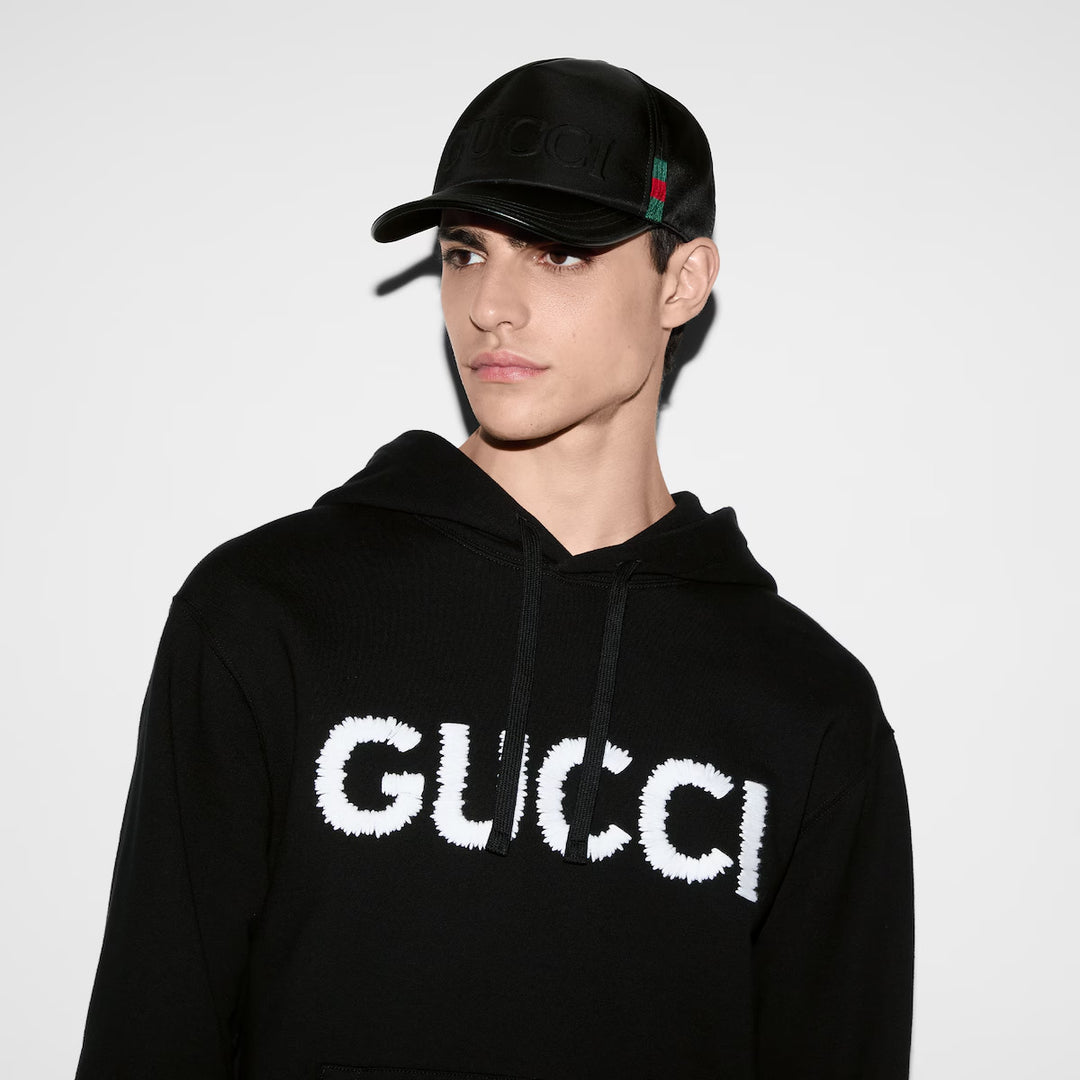 GUCCI COTTON JERSEY HOODED SWEATSHIRT WITH EMBROIDERY