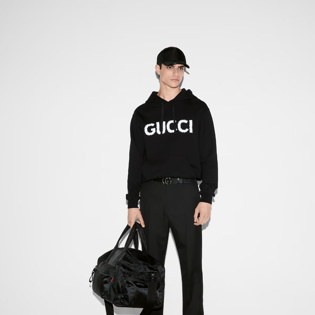 GUCCI COTTON JERSEY HOODED SWEATSHIRT WITH EMBROIDERY
