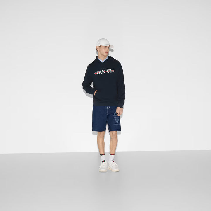 Gucci PRINTED COTTON JERSEY HOODED SWEATSHIRT