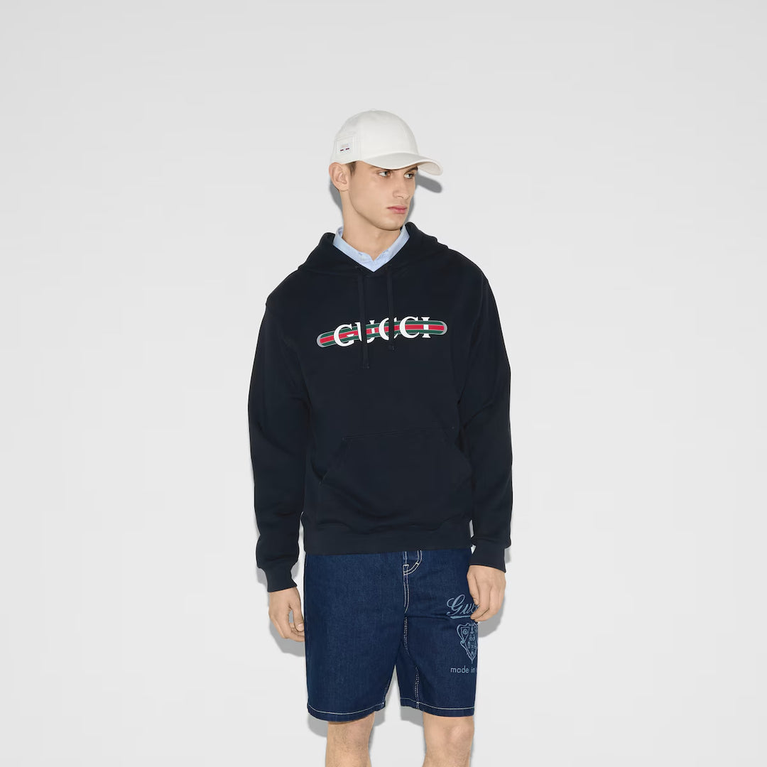 Gucci PRINTED COTTON JERSEY HOODED SWEATSHIRT