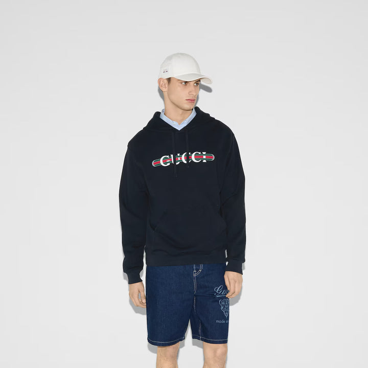Gucci PRINTED COTTON JERSEY HOODED SWEATSHIRT
