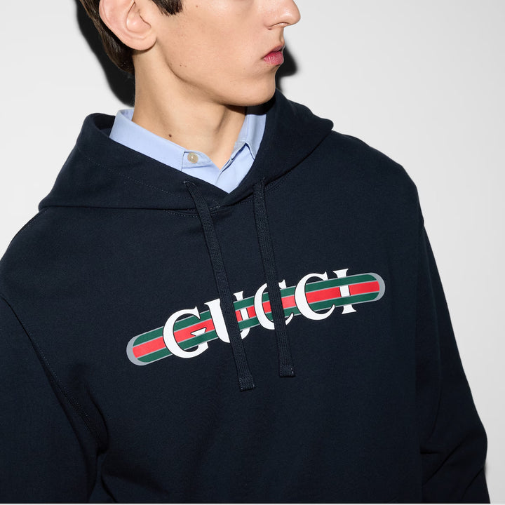 Gucci PRINTED COTTON JERSEY HOODED SWEATSHIRT