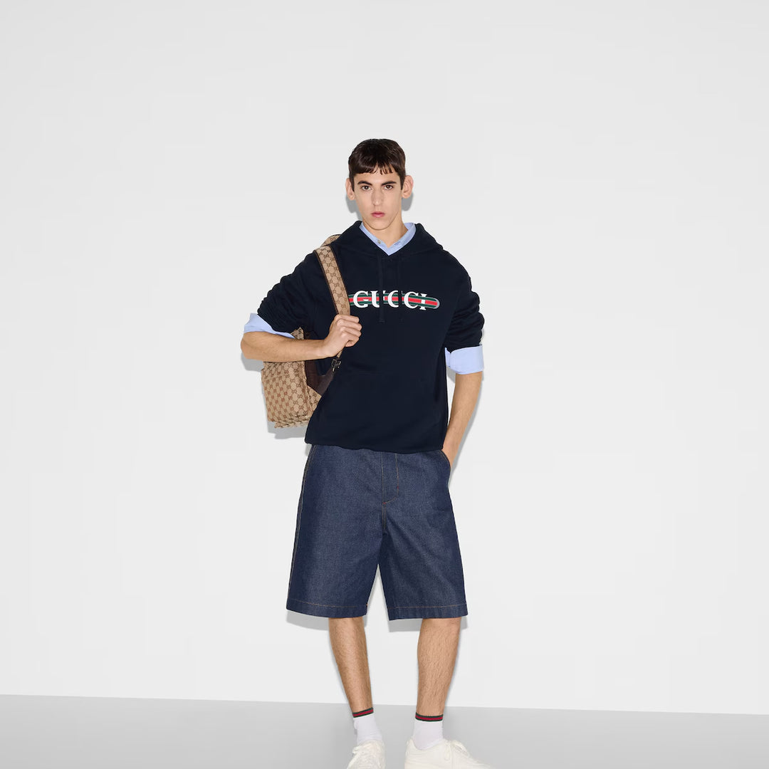 Gucci PRINTED COTTON JERSEY HOODED SWEATSHIRT