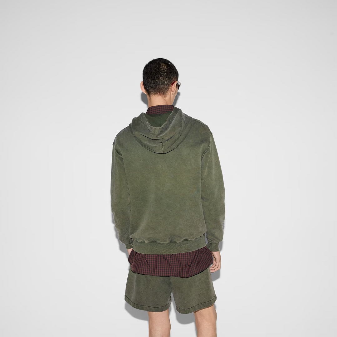 GUCCI COTTON JERSEY HOODED SWEATSHIRT WITH EMBROIDERY