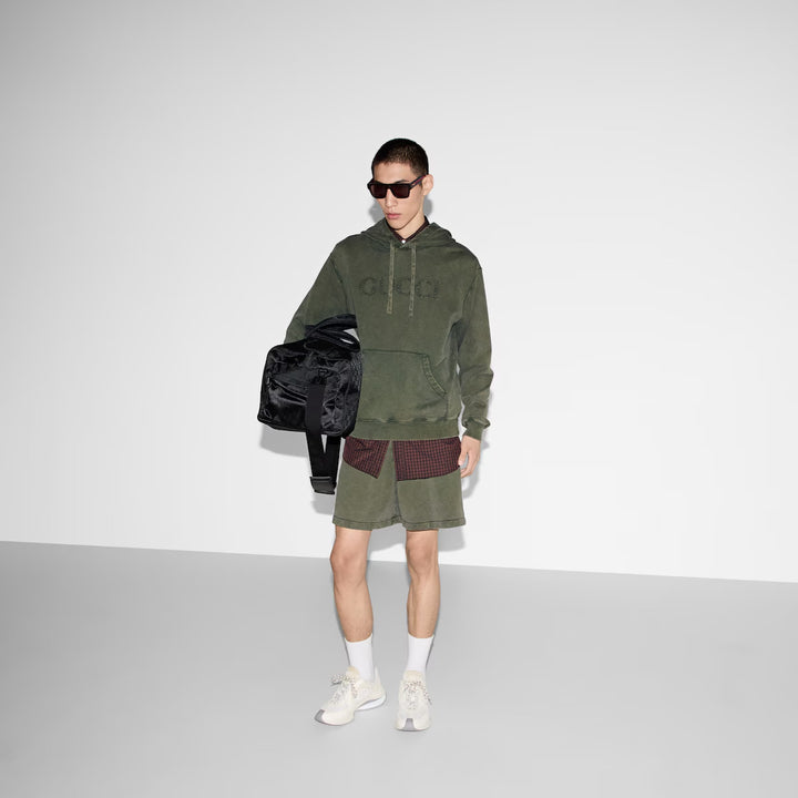 GUCCI COTTON JERSEY HOODED SWEATSHIRT WITH EMBROIDERY