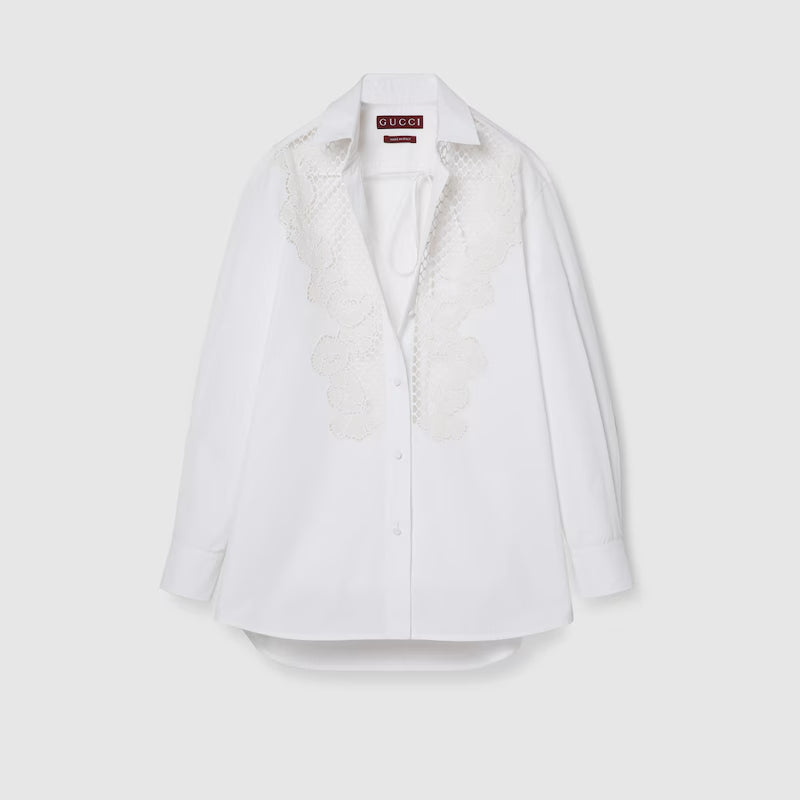 Gucci COTTON POPLIN SHIRT WITH EMBROIDERY