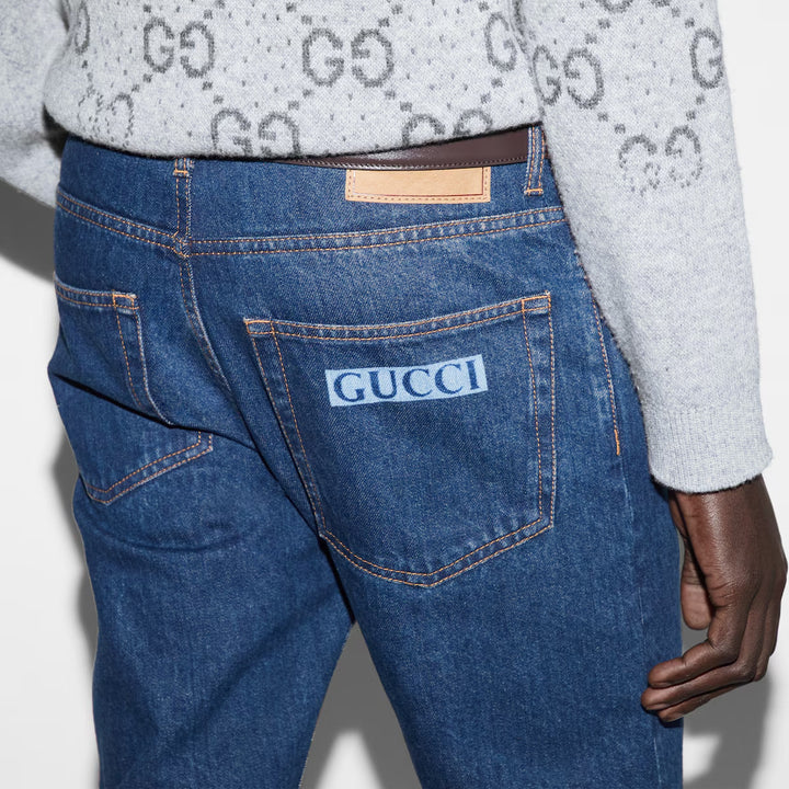 GUCCi LASERED TAPERED DENIM PANT