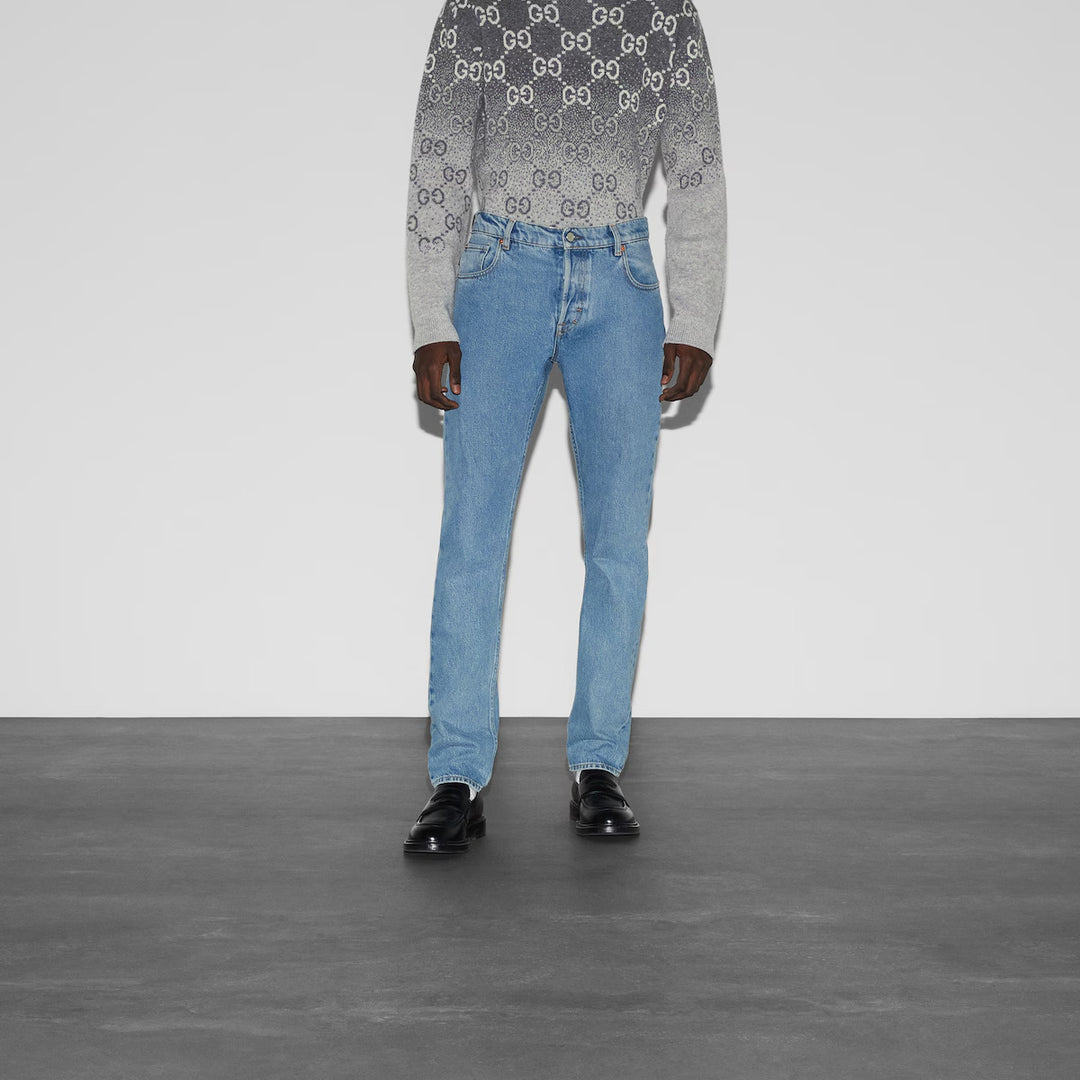 GUCCi LASERED TAPERED DENIM PANT