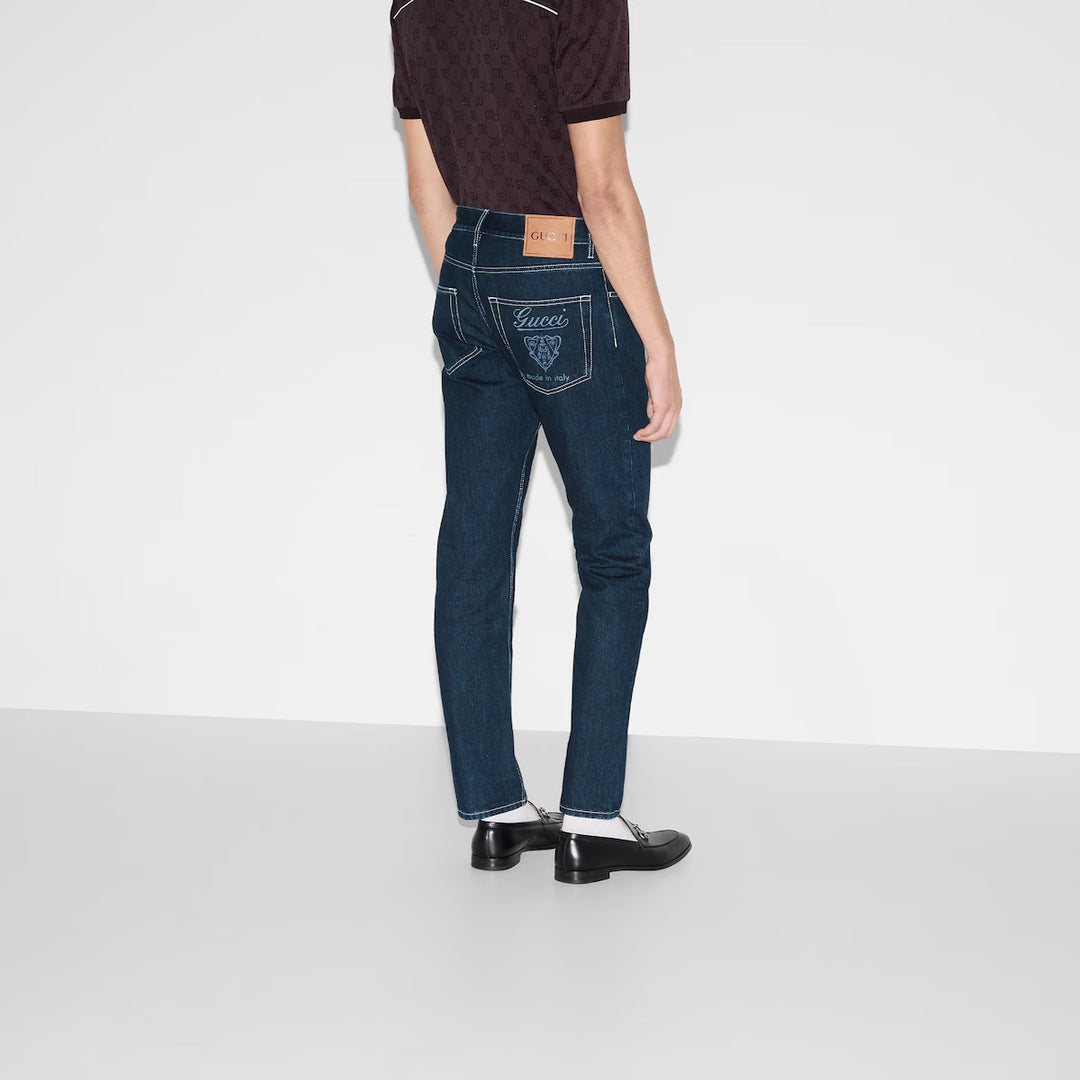 GUCCi LASERED TAPERED DENIM PANT