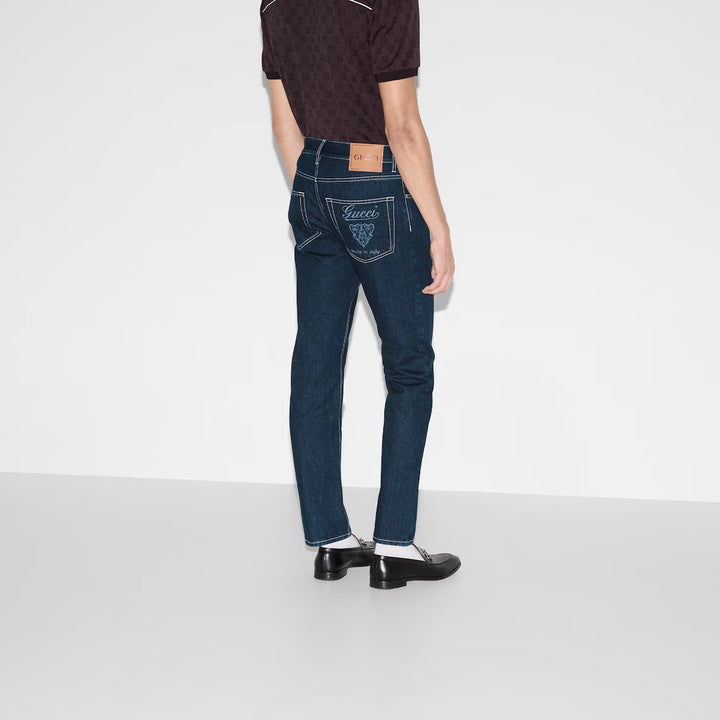 GUCCi LASERED TAPERED DENIM PANT