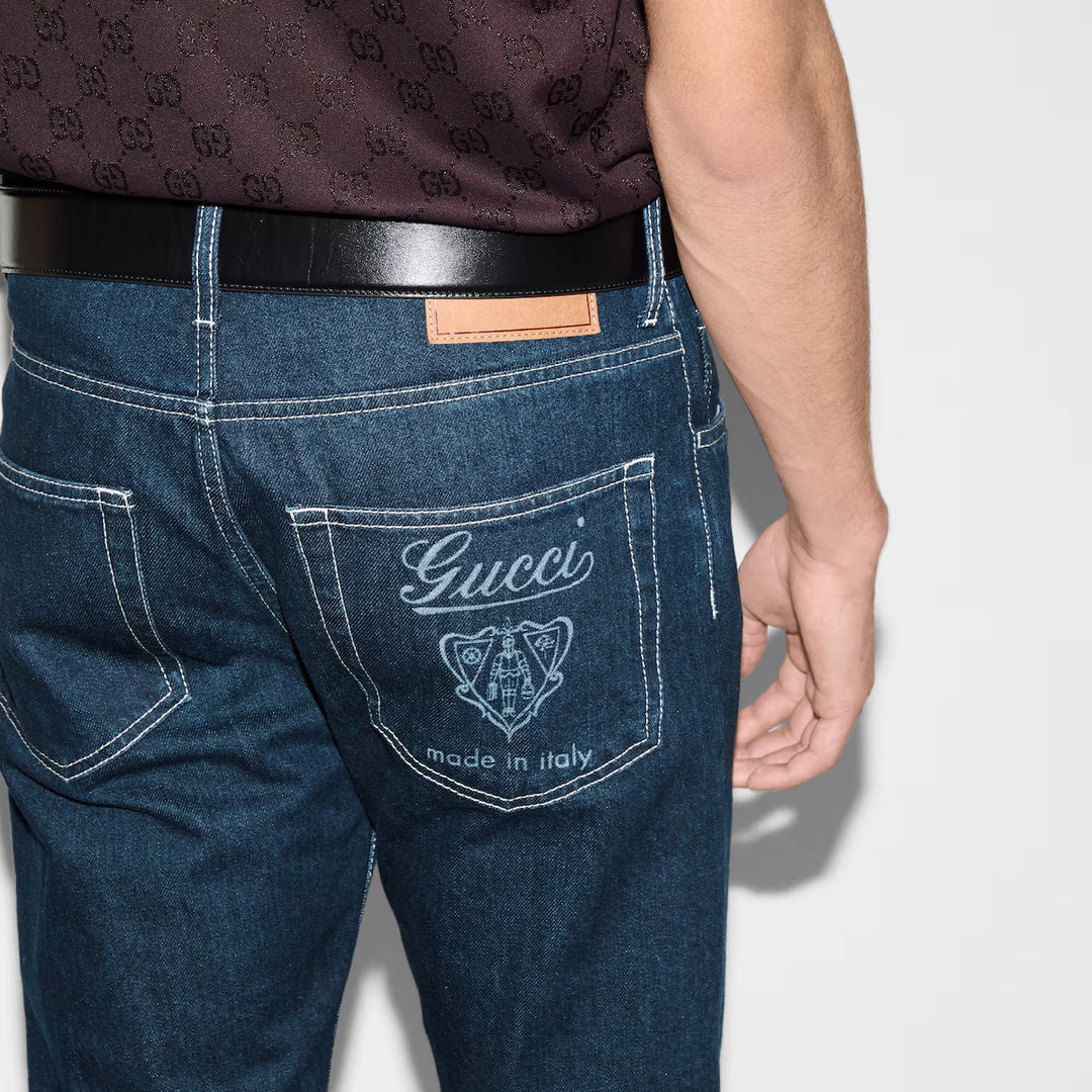 GUCCi LASERED TAPERED DENIM PANT
