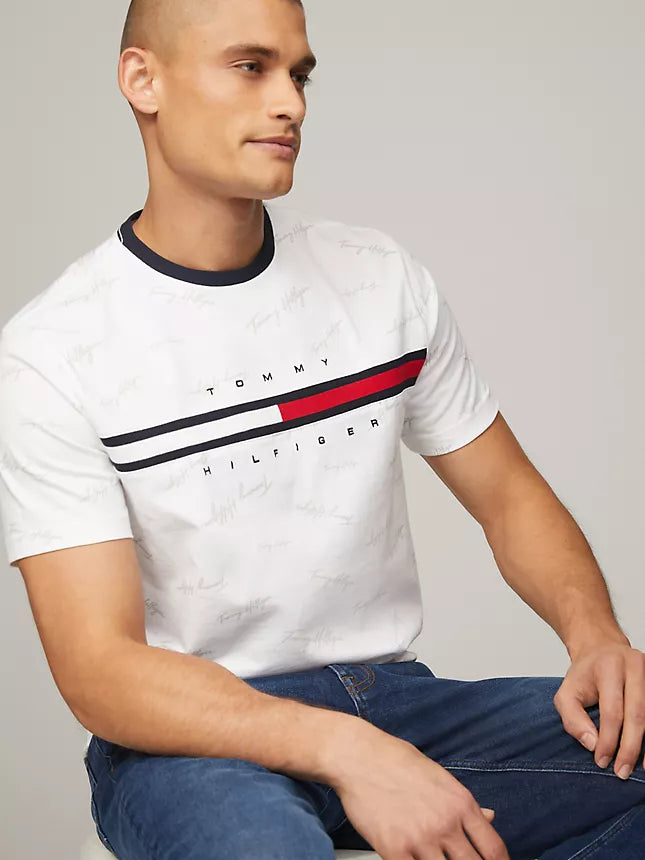 Tommy Hilfiger Signature Flag Stripe Logo T-Shirt