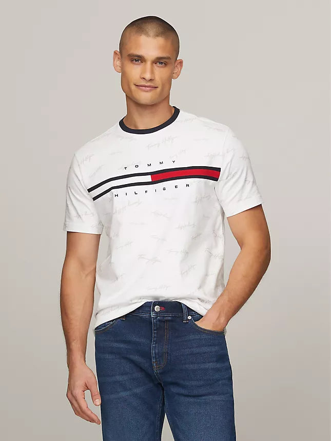 Tommy Hilfiger Signature Flag Stripe Logo T-Shirt