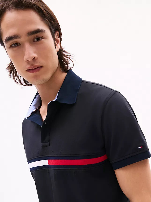 Tommy Hilfiger Embroidered Stripe Regular Fit Polo