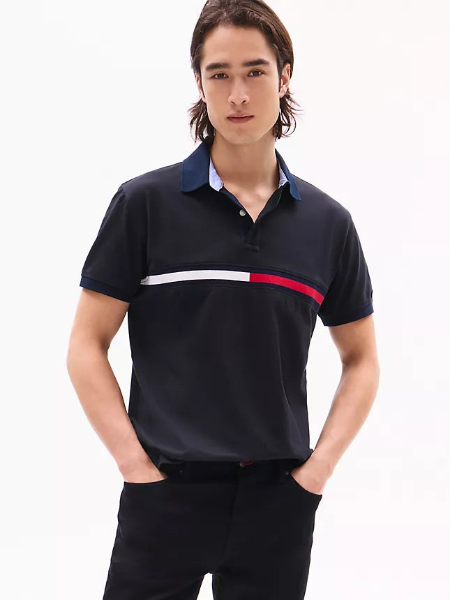 Tommy Hilfiger Embroidered Stripe Regular Fit Polo
