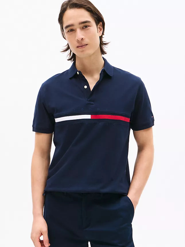 Tommy Hilfiger Embroidered Stripe Regular Fit Polo