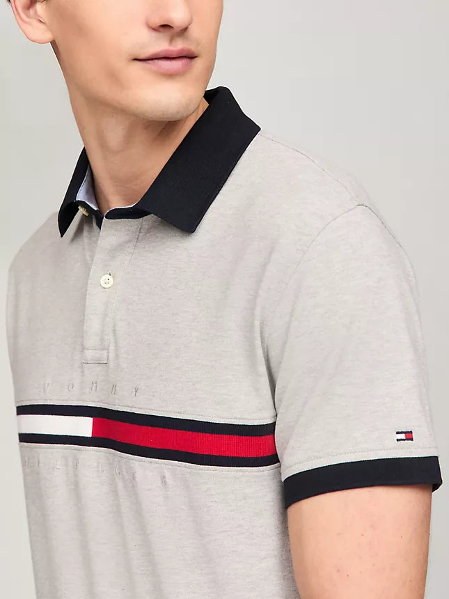Tommy Hilfiger Embroidered Stripe Regular Fit Polo
