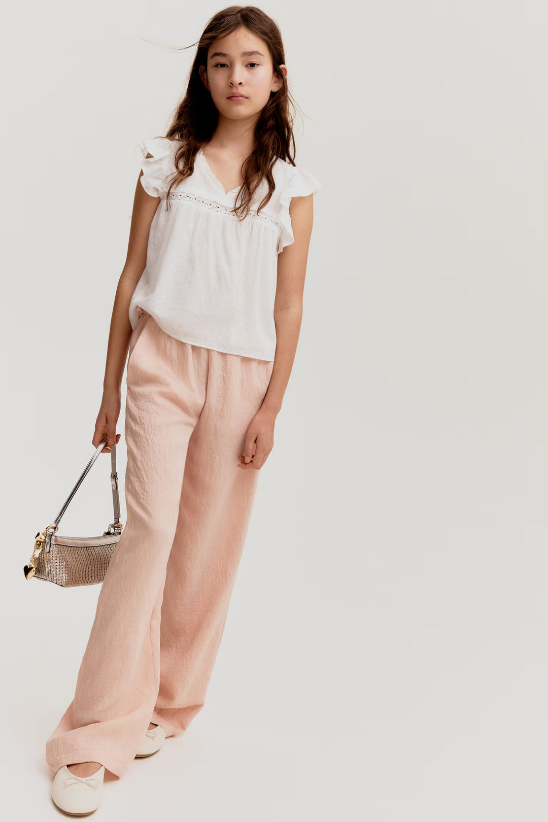 H&M Ruffle-Trimmed Cotton Blouse