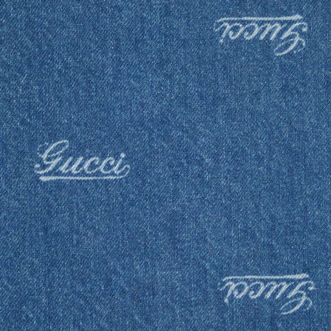 GUCCI DENIM PANT WITH LASERED GUCCI DETAIL