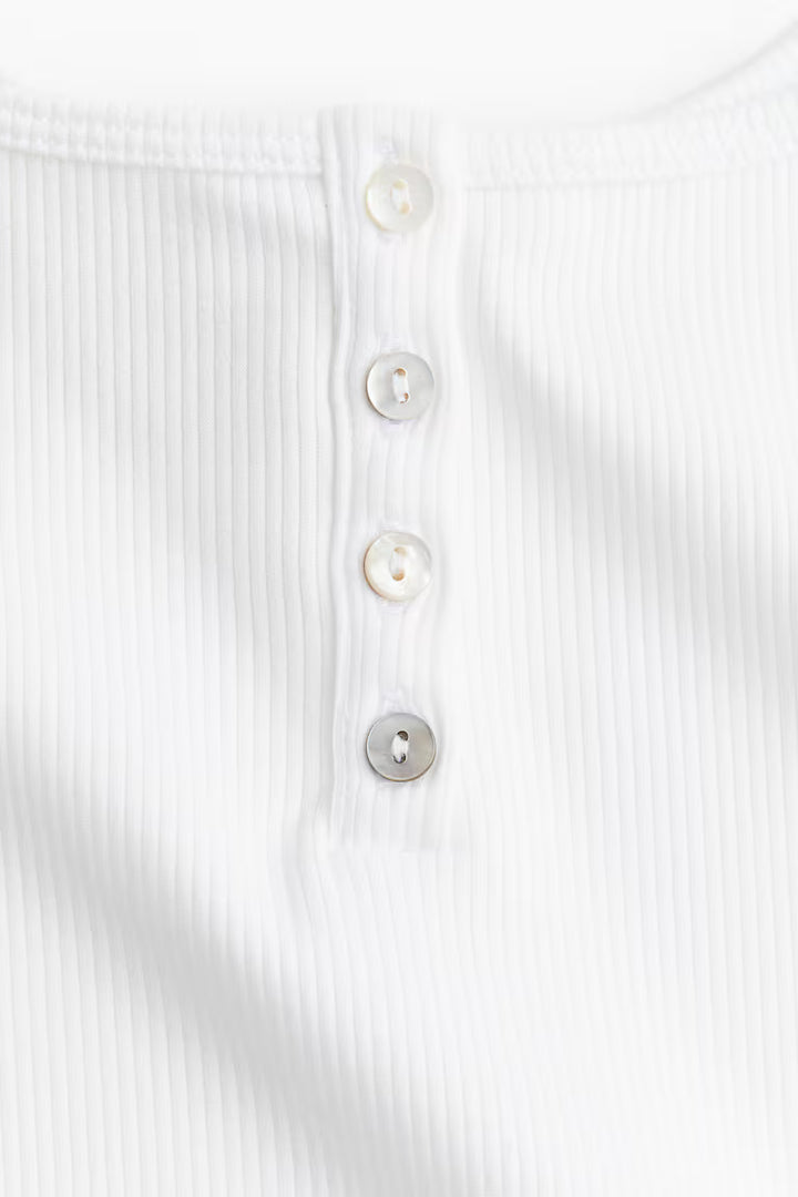 H&M Ribbed Button-front Bodysuit