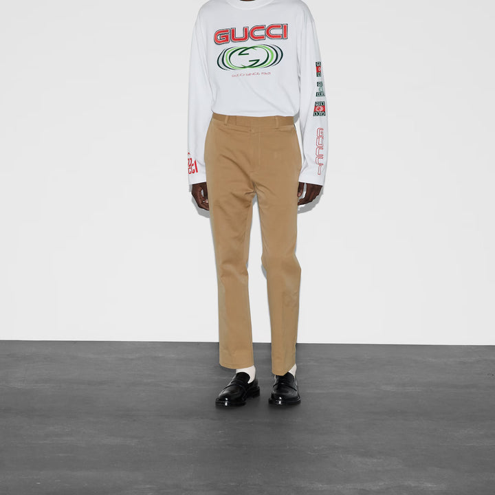Gucci COTTON GABARDINE PANT WITH WEB