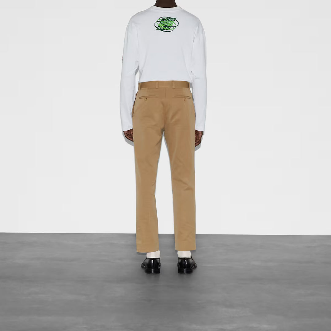 Gucci COTTON GABARDINE PANT WITH WEB
