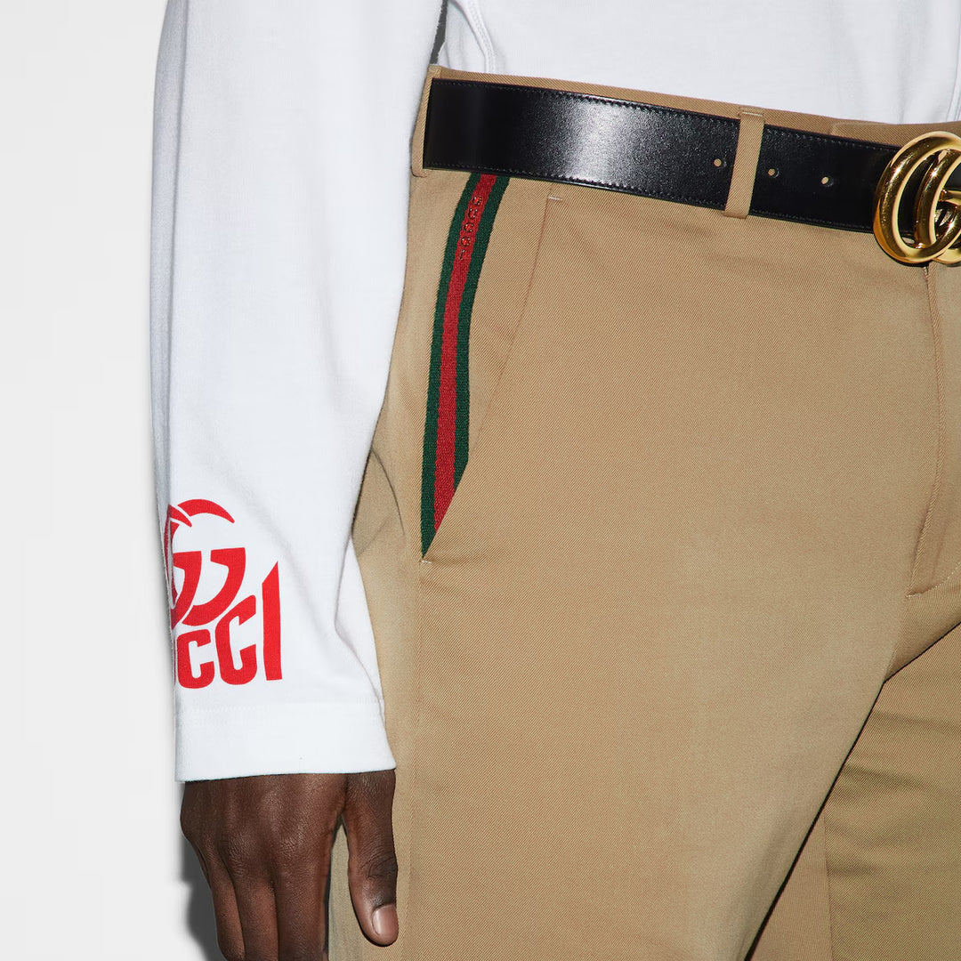 Gucci COTTON GABARDINE PANT WITH WEB