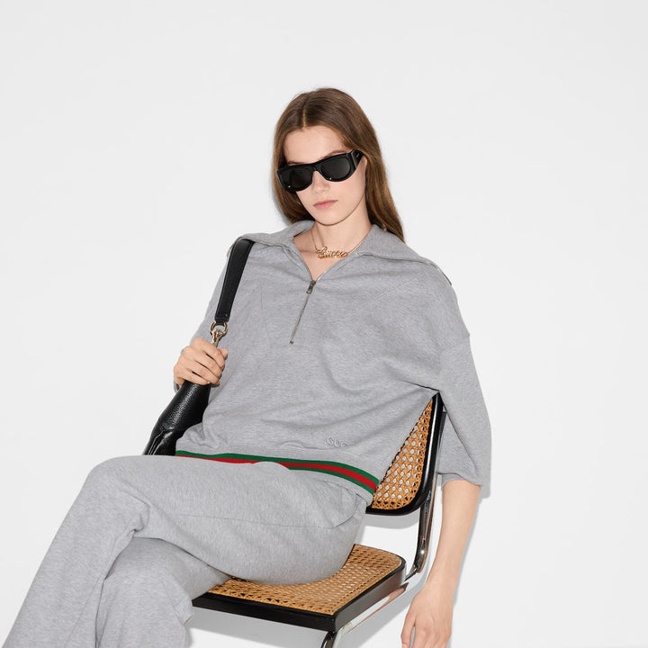 GUCCI Cotton jersey sweatshirt with Web