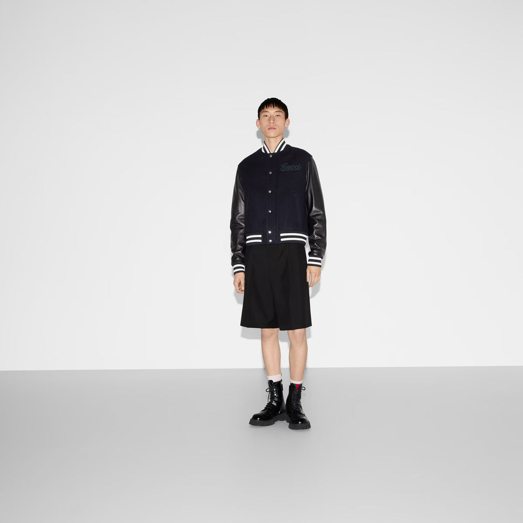 Gucci GG printed suede bomber jacket