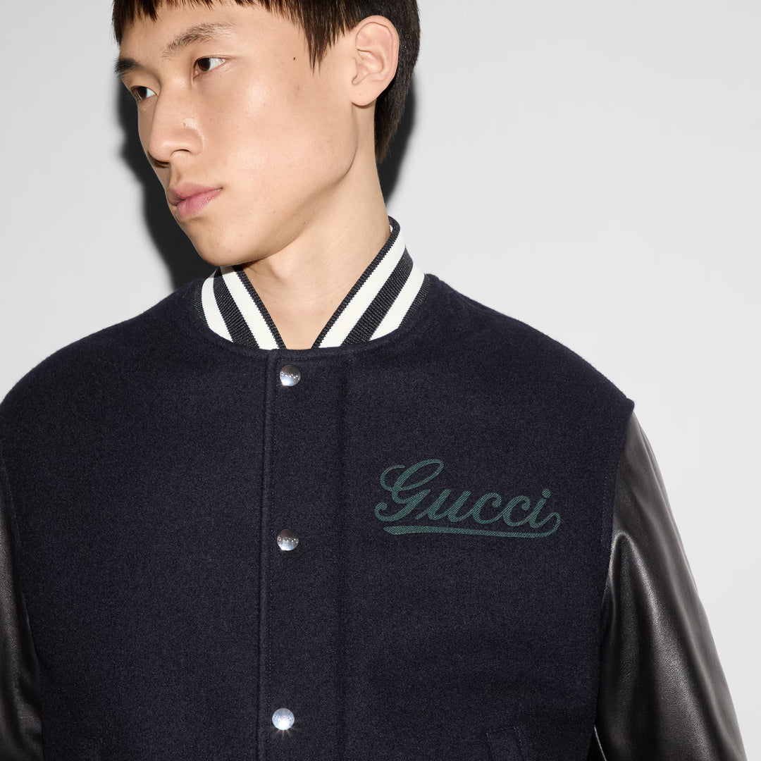 Gucci Wool and leather bomber jacket