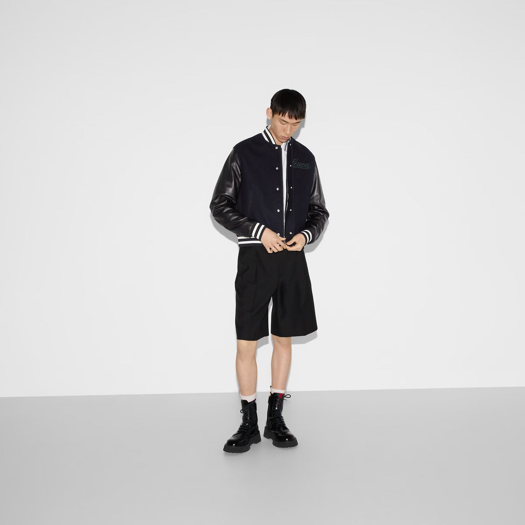 Gucci Wool and leather bomber jacket