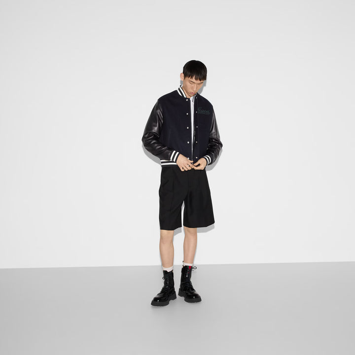 Gucci Wool and leather bomber jacket