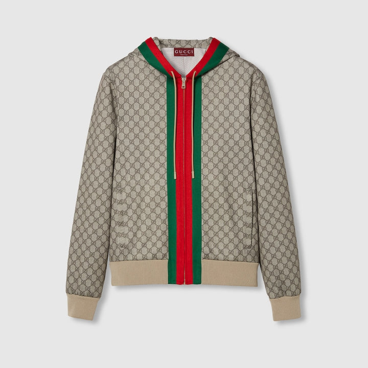 Gucci TECHNICAL JERSEY ZIP JACKET WITH WEB