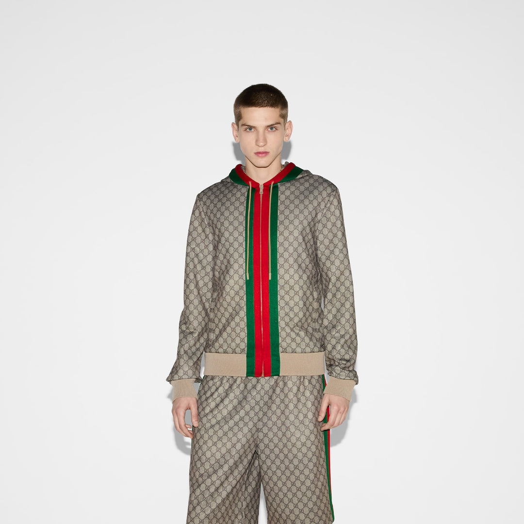 Gucci TECHNICAL JERSEY ZIP JACKET WITH WEB