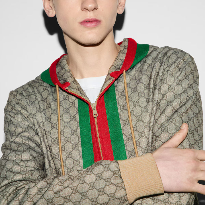Gucci TECHNICAL JERSEY ZIP JACKET WITH WEB