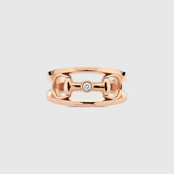 GUCCI 18K HORSEBIT WIDE DIAMOND RING