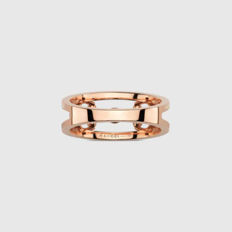 GUCCI 18K HORSEBIT WIDE DIAMOND RING