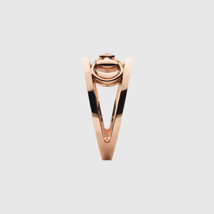 GUCCI 18K HORSEBIT WIDE DIAMOND RING