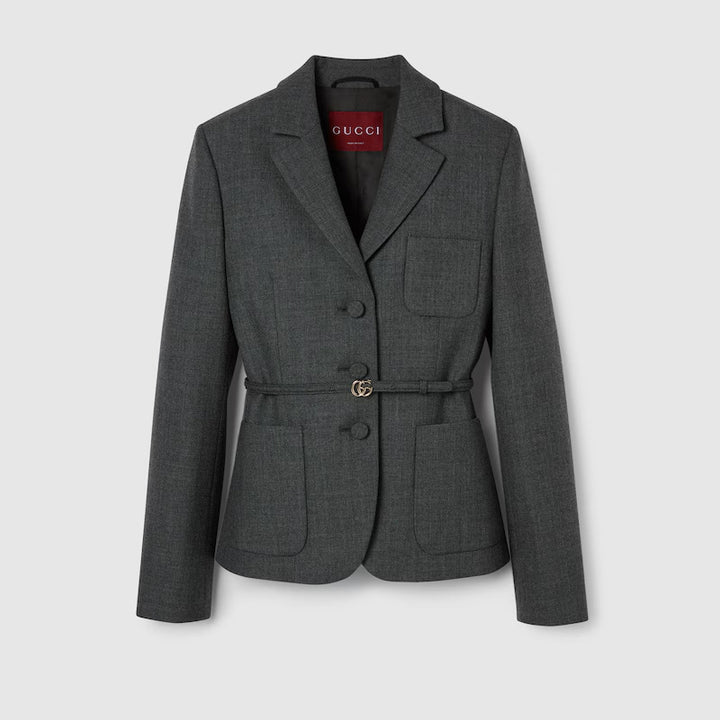 GUCCI Single breasted wool grisaille jacket