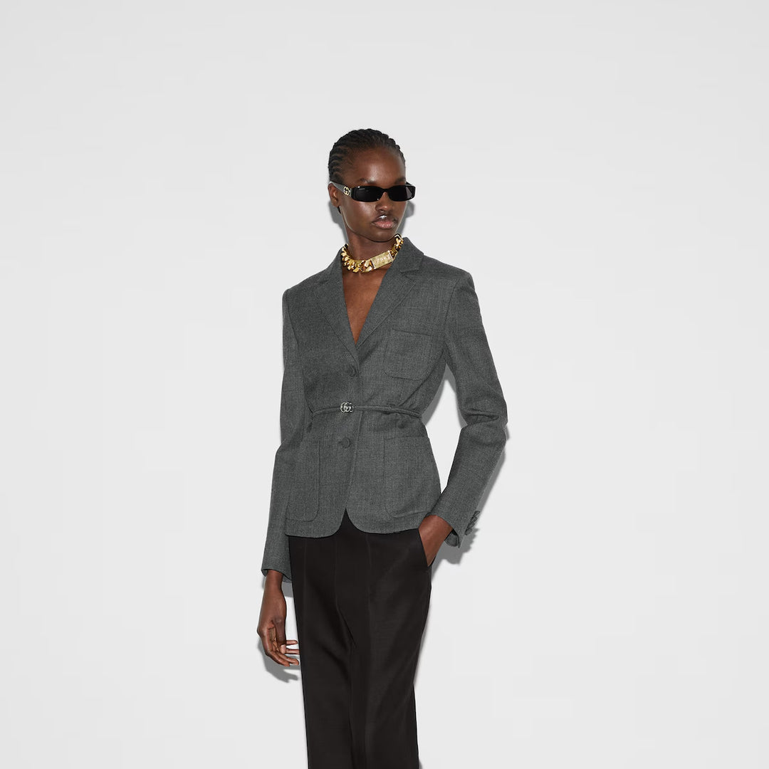 GUCCI Single breasted wool grisaille jacket