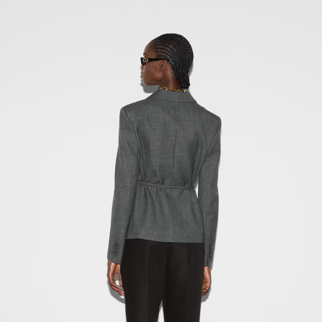 GUCCI Single breasted wool grisaille jacket