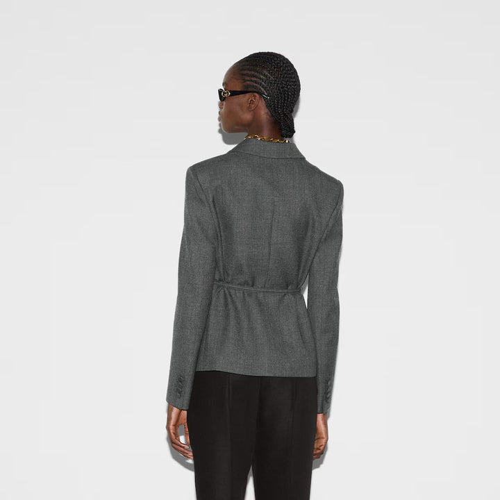 GUCCI Single breasted wool grisaille jacket