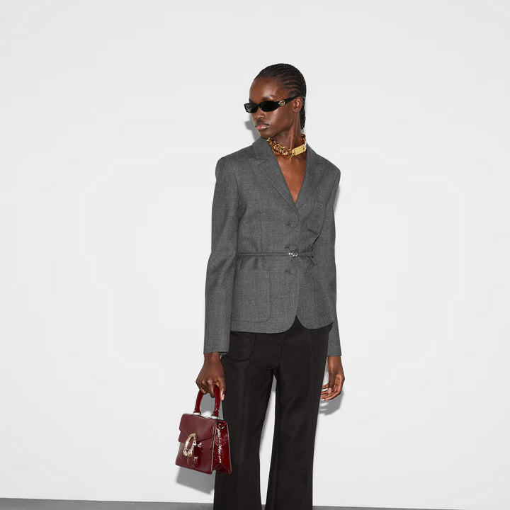 GUCCI Single breasted wool grisaille jacket