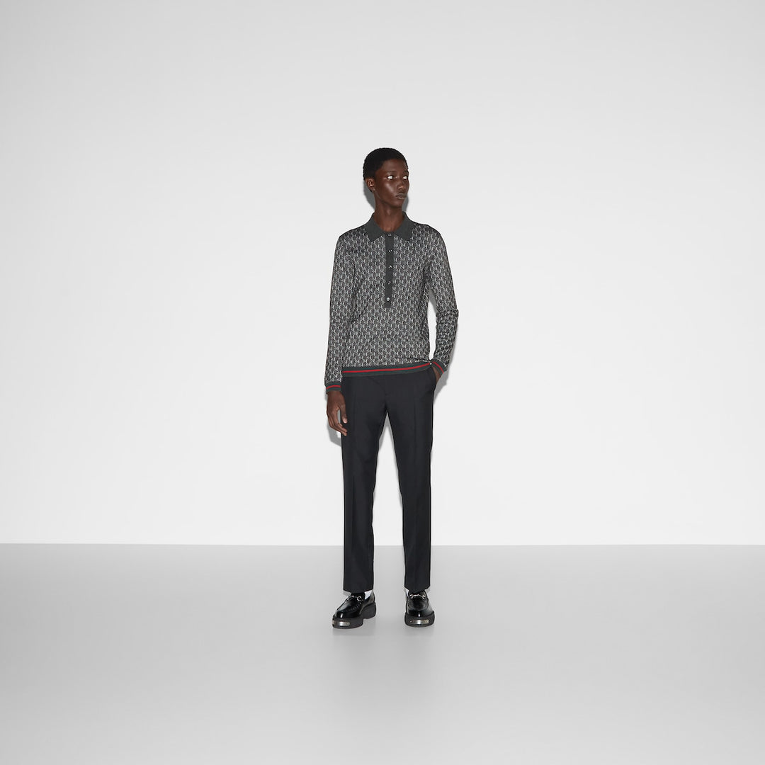 Gucci WOOL AND SILK POLO TOP WITH GG SHADOW