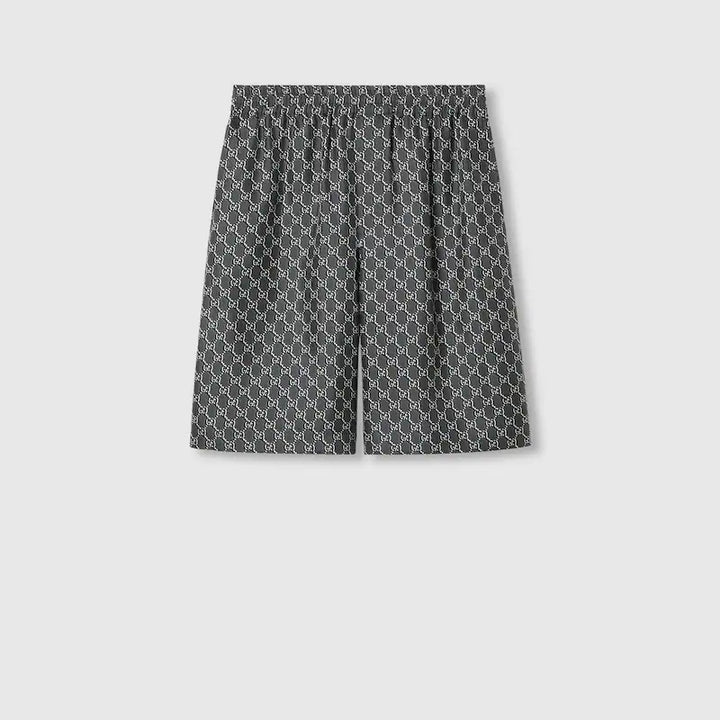 GUCCI SILK TWILL SHORTS WITH GG SHADOW