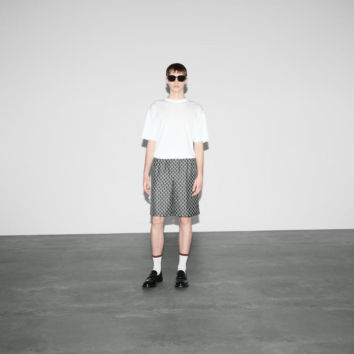 GUCCI SILK TWILL SHORTS WITH GG SHADOW
