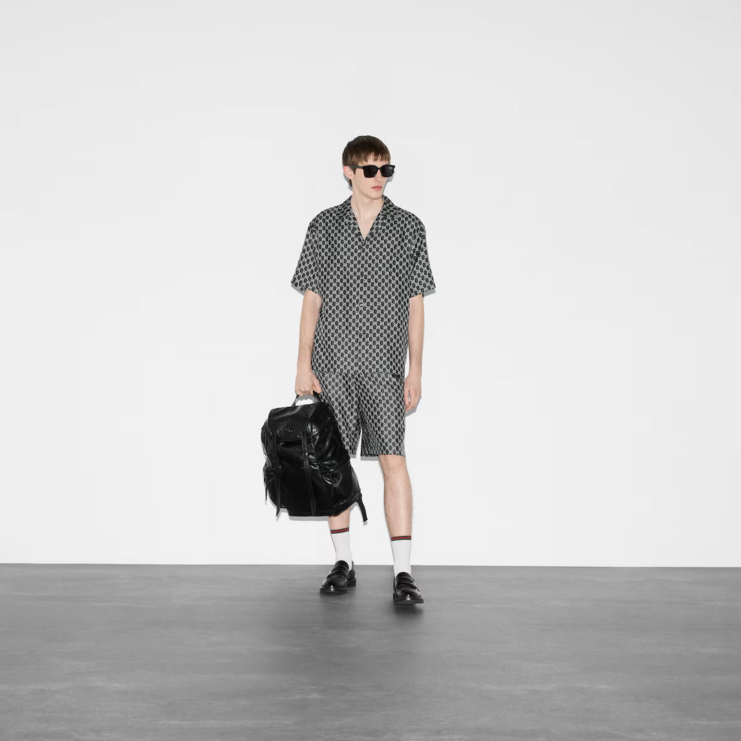 GUCCI SILK TWILL SHORTS WITH GG SHADOW