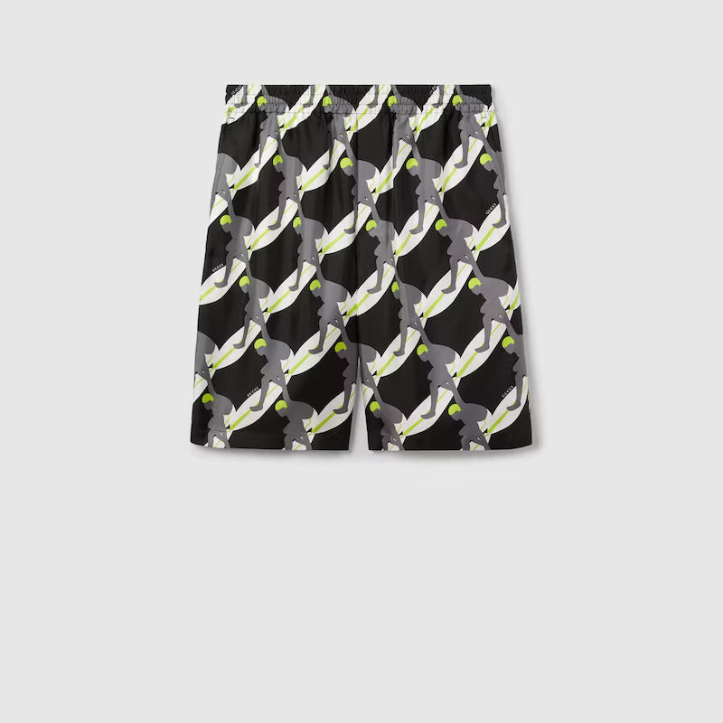 GUCCI SILK TWILL SHORTS WITH GG SHADOW